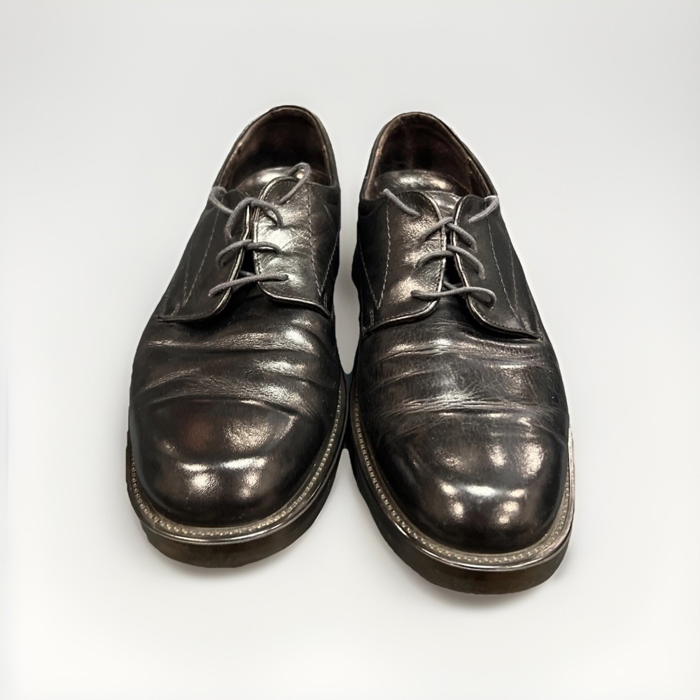 Bostonian 20371 Black Leather Plain-Toe Oxford Dress Shoes 11.5 M Made In Italy